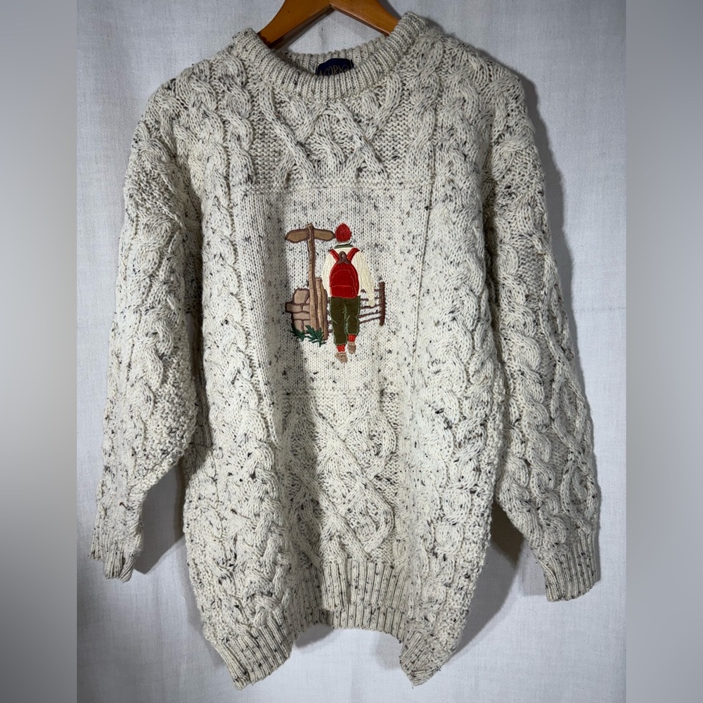 Acorn VTG Men’s Wool Cream Cable Knit Sweater Size M